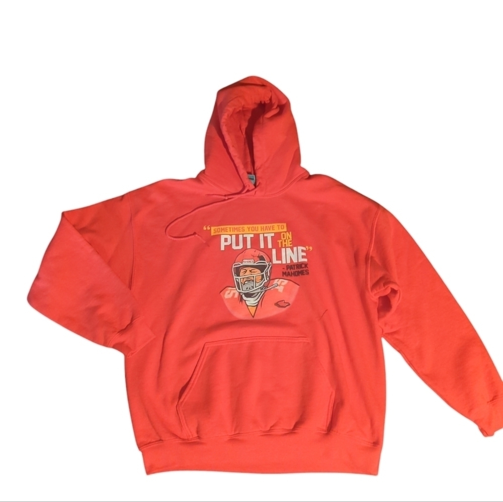Kansas City Chiefs NFL Mahomes fleece Hoodie with Graphic Print Unisex sz L - Picture 6 of 7